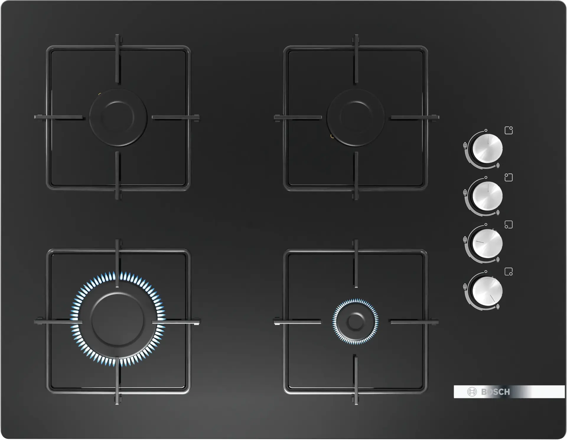 Bosch Serie 4 Gazlı Ankastre Ocak 67 cm Sert Cam Siyah POP7C6O12O
