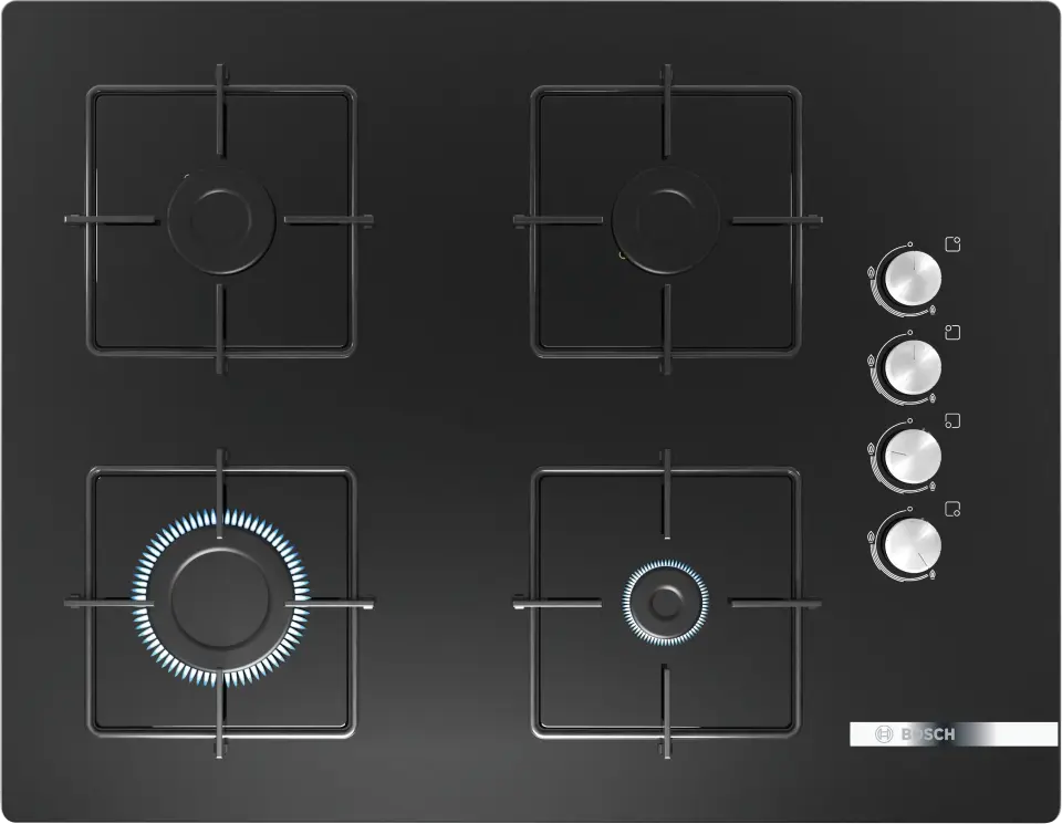 Bosch Serie 4 Gazlı Ankastre Ocak 67 cm Sert Cam Siyah POP7C6O12O