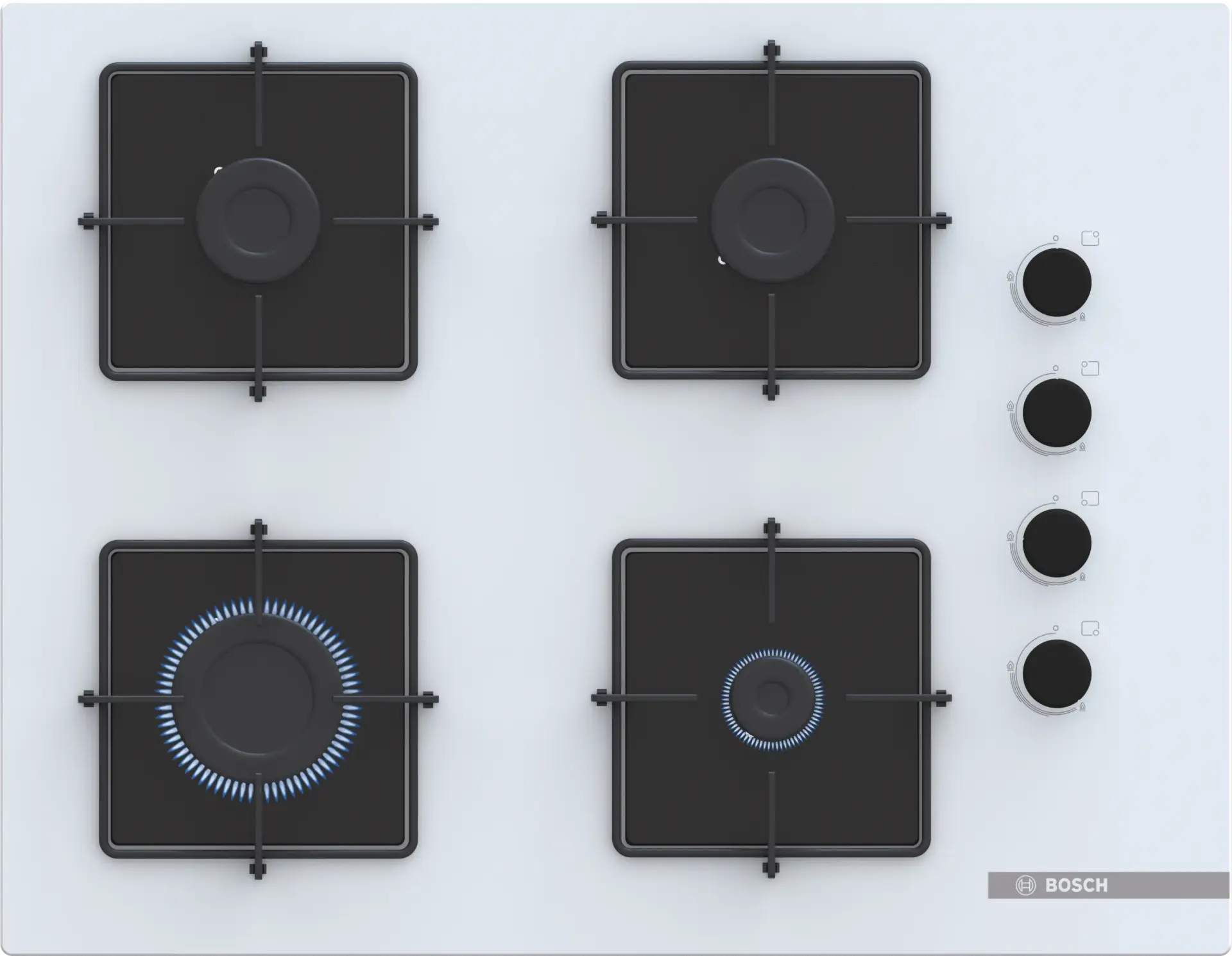 Bosch Serie 4 Gazlı Ankastre Ocak 67 cm Sert Cam Beyaz POP7C2P31O
