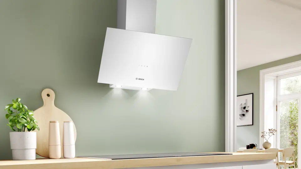 Bosch Serie 2 Duvar Tipi Davlumbaz 60 cm Cam Beyaz DWK64PJ20T