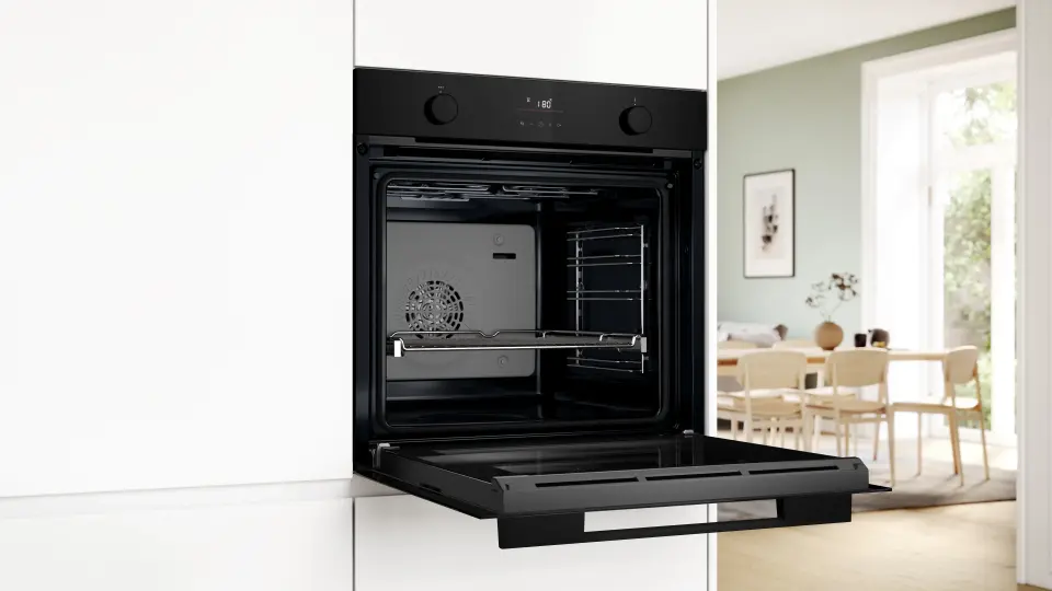 Bosch Serie 4 Buhar Destekli Ankastre Fırın 76 Litre Siyah HUA736EA0T