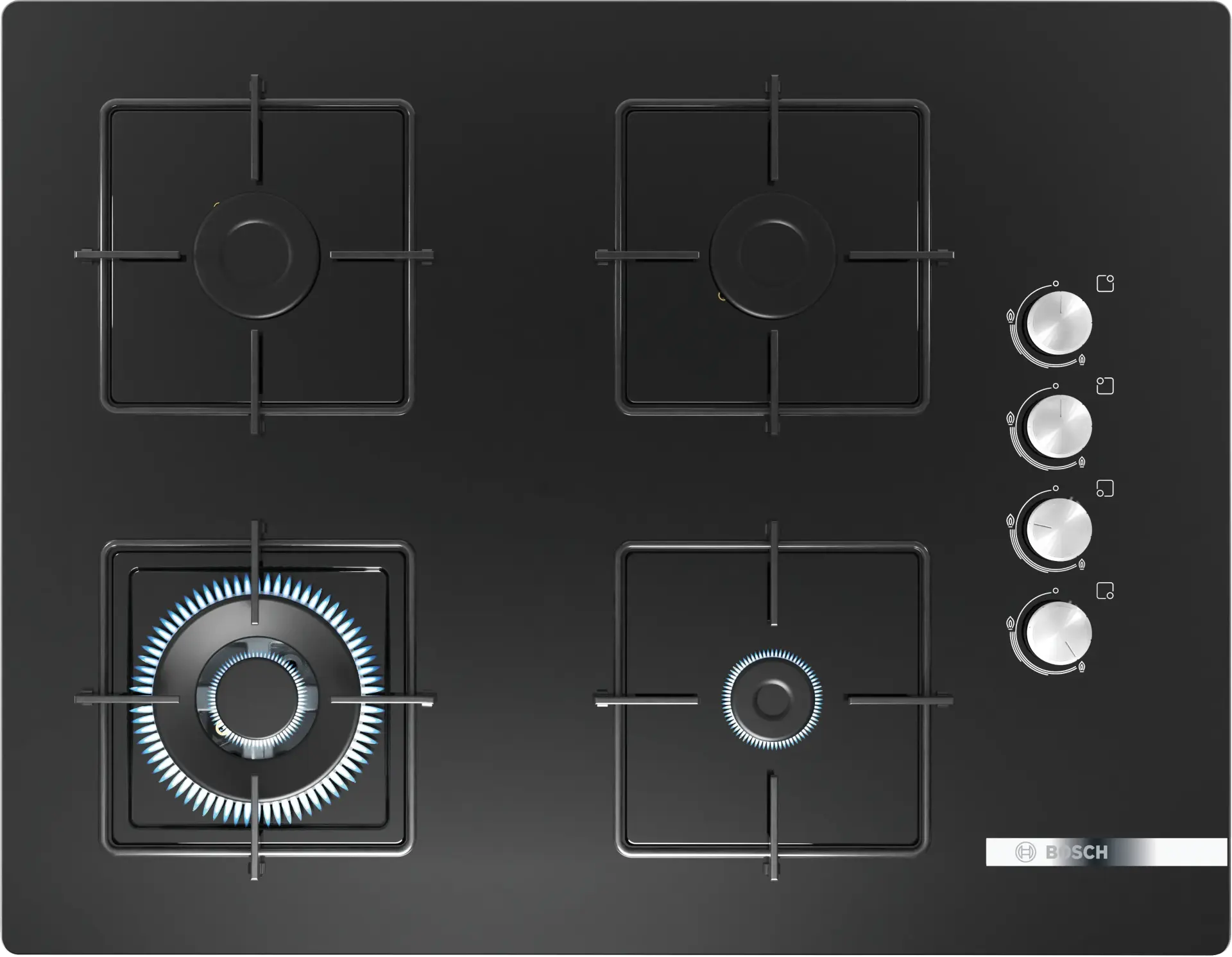 Bosch Serie 4 Gazlı Ankastre Ocak 67 cm Sert Cam Siyah POH7C6O12O