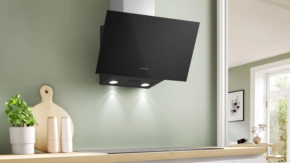 Bosch Serie 2 Duvar Tipi Davlumbaz 60 cm Cam Siyah DWK63PJ61T